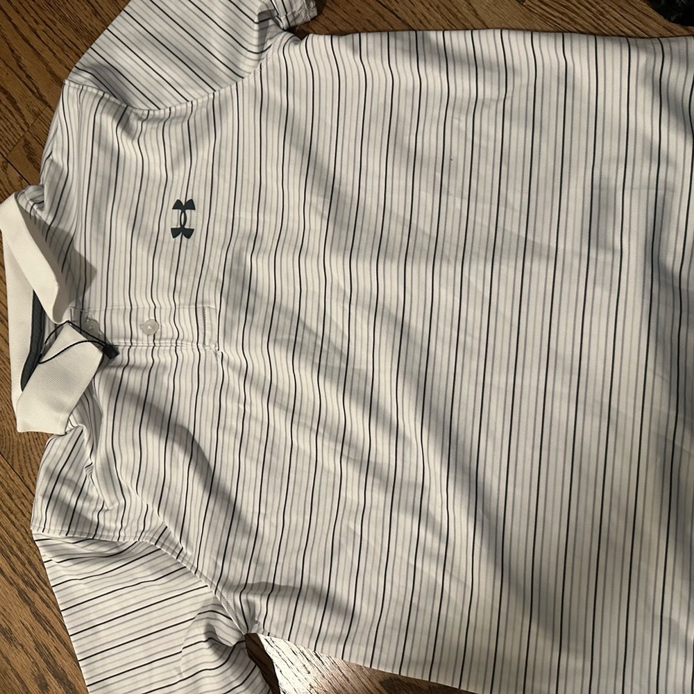 Under Armour Men's Striped Polo Shirt - White and Gray